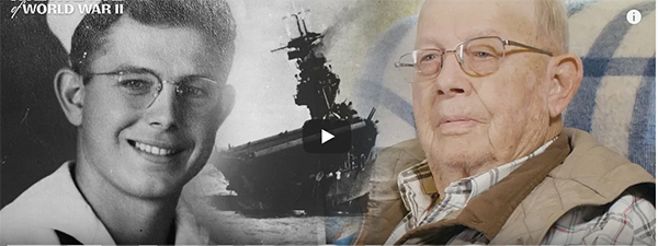 WW2 Veteran Roger Spooner of the United States Navy recalls the Battle of Midway, abandoning a sinking ship, and spending a night stranded at sea.